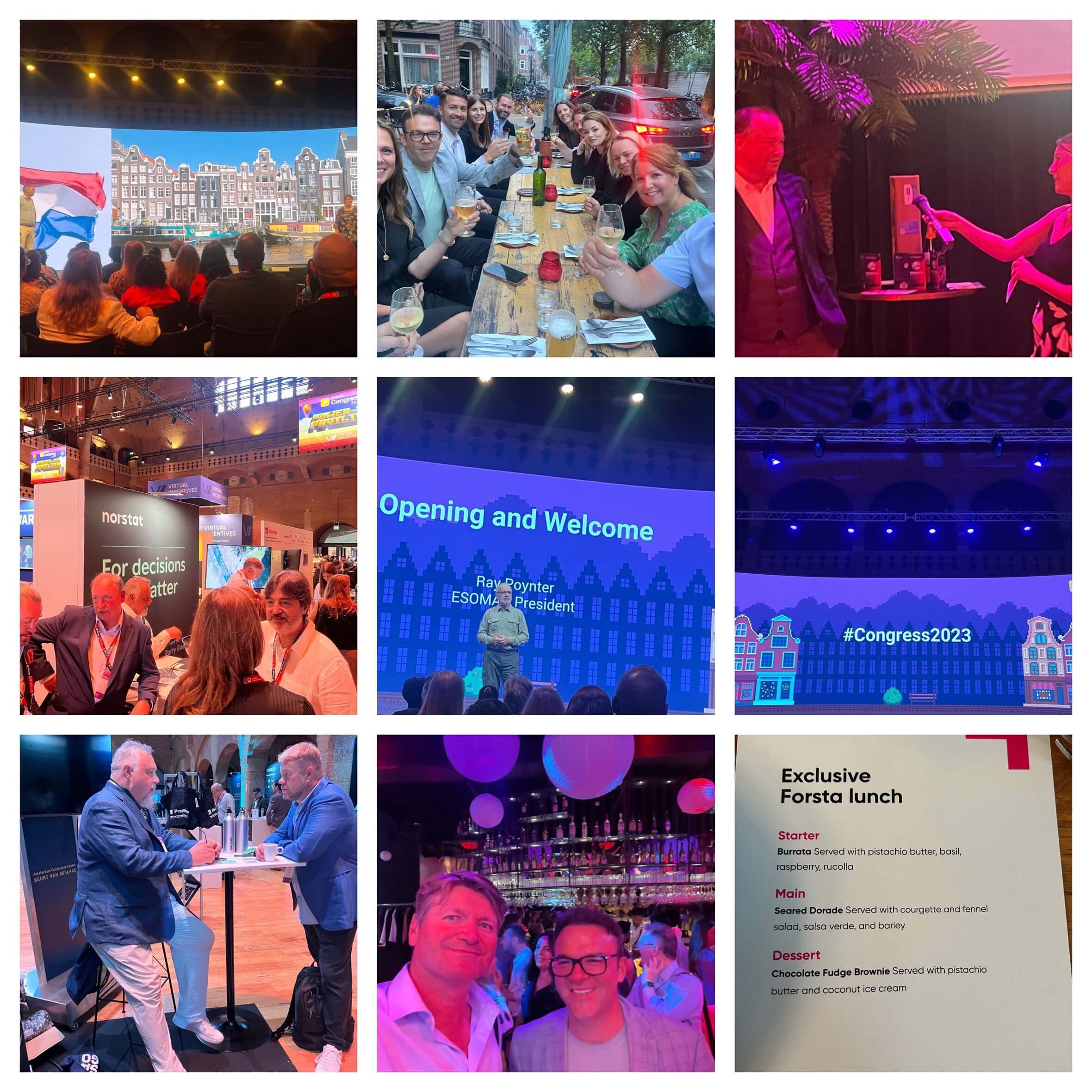 A collage of pictures from ESOMAR, TRC and Norstat events